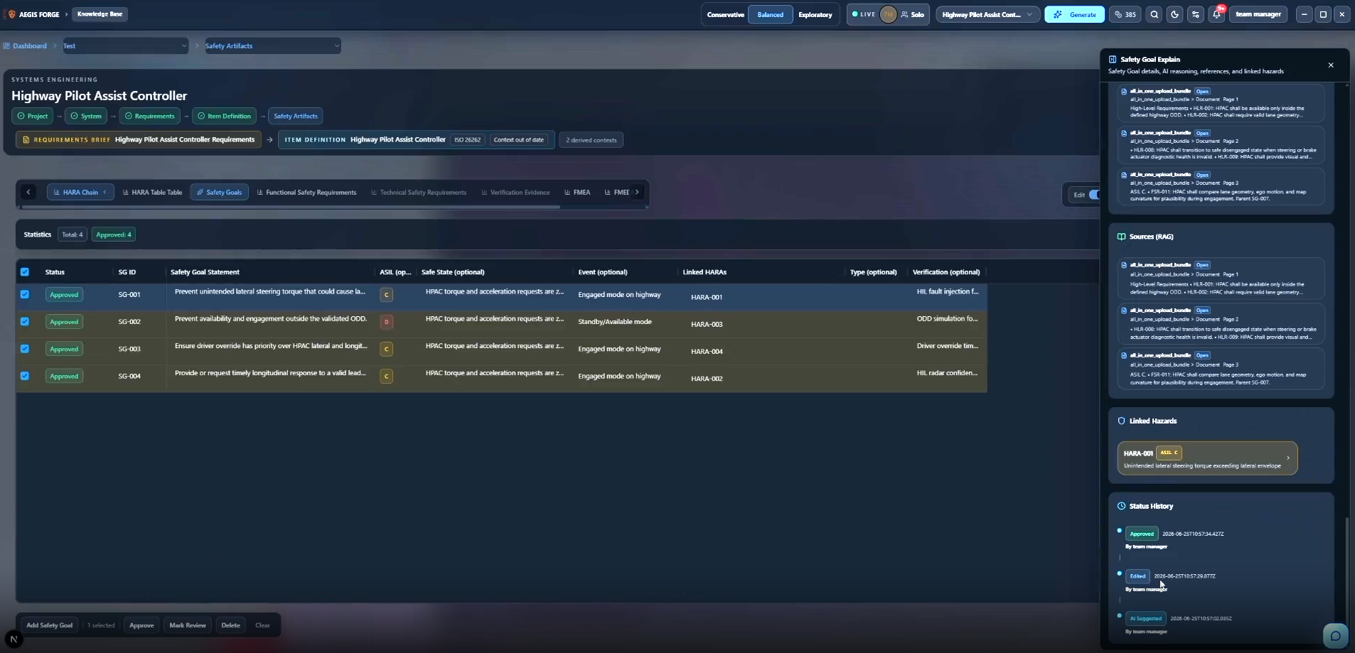 Aegis SafeForge Aktivitätshistorie mit Benutzerzuordnung